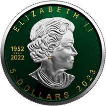 1 Unze Silber Maple Leaf 2023 Golden Veins  Green Edition (Auflage: 100 | teilvergoldet)