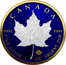 1 Unze Silber Maple Leaf 2023 Royal Blue Iced Out Edition (Auflage: 100 | coloriert | teilvergoldet)
