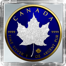 1 Unze Silber Maple Leaf 2023 Royal Blue Iced Out Edition (Auflage: 100 | coloriert | teilvergoldet)