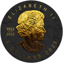 1 Unze Silber Maple Leaf 2023 Black Marble Blattgold Edition (Auflage: 100 | teilvergoldet)