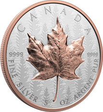 5 Unze Silber Maple Leaf 2025 (Auflage: 1.850 | High Relief | teilvergoldet | Reverse Proof)