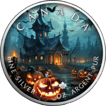 1 Unze Silber Maple Leaf Halloween - Spooky House 2023 (Auflage: 2.023 | coloriert)