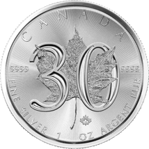1 Unze Silber Maple Leaf TC 2018 (30 Jahre Jubiläum | Auflage: 250.000)
