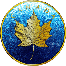 1 Unze Silber Maple Leaf Frozen Edition 2022 (Auflage: 100 | coloriert | teilvergoldet | mit Diamantstaub)