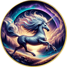 1 Unze Silber Mythische Kreaturen Einhorn 2024 (Auflage: 50 | coloriert | vergoldet)