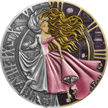 1 Unze Silber Märchen Cinderella 2023 AF (Auflage: 500 | coloriert | Antik Finish)