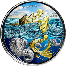 1 Unze Silber Pacific Mermaid 2021 (Auflage: 100 | Teilvergoldet | coloriert)