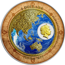 1 Unze Silber Tokelau Weltkarte 2022 (Auflage: 100 | teilvergoldet | Coloriert)