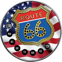 1 Unze Silber Route 66 (Auflage: 100 | coloriert | teilvergoldet)