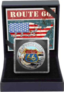 1 Unze Silber Route 66 (Auflage: 100 | coloriert | teilvergoldet)