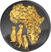 1 Unze Silber Ruanda Erdmännchen 2016 (teilvergoldet | Golden Enigma Edition)
