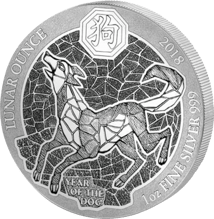 1 Unze Silber Ruanda Lunar Hund 2018 (Stempelglanz)