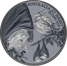 1 Unze Silber Flughund Australien bei Nacht 2023 (Auflage: 1.000 | Black Proof)