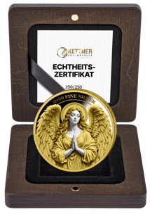 1 Unze Silber Schutzengel 2025 (Auflage: 250 | teilvergoldet | Polierte Platte)