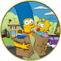 1 Unze Silber Simpsons Marge und Maggie 2021 (Auflage: 100 | coloriert | teilvergoldet)