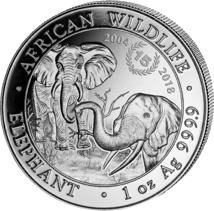 1 Unze Silber Somalia Elefant 2004-2018 (Jubiläumsausgabe: 15 Jahre | Auflage: 15.000)