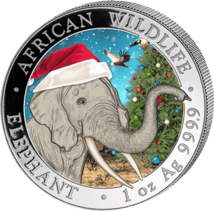 1 Unze Silber Somalia Elefant 2018 (in Schneekugel | coloriert)