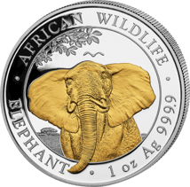 1 Unze Silber Somalia Elefant 2021 (Auflage: 5.000 | teilvergoldet)