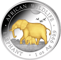 1 Unze Silber Somalia Elefant 2022 (Auflage: 5.000 | teilvergoldet)