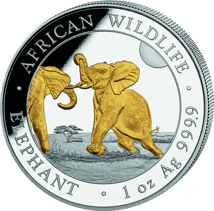 1 Unze Silber Somalia Elefant 2024 (Auflage: 3.000 | teilvergoldet)