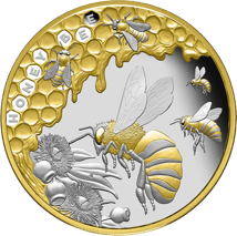 1 Unze Silber Honigbiene 50. Jubiläum 2022 PP (Teilvergoldet | Auflage: 1.000 | Polierte Platte)