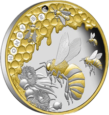 1 Unze Silber Honigbiene 50. Jubiläum 2022 PP (Teilvergoldet | Auflage: 1.000 | Polierte Platte)
