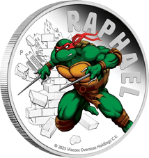 1 Unze Silber Teenage Mutant Ninja Turtles Raphael 2025 PP (Auflage: 5.000 | Polierte Platte | coloriert)