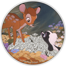 1 Unze Silber Walt Disney Bambi und Blume 2022 (Auflage: 1.942 | coloriert | Polierte Platte)