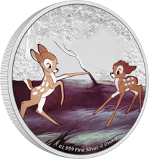 1 Unze Silber Walt Disney Bambi und Feline 2022 (Auflage: 1.942 | coloriert | Polierte Platte)