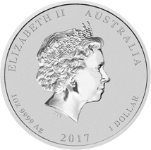 1 Unze Silbermünze Lunar II Hahn 2017