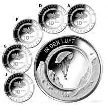 10 Euro "In der Luft" 2019 PP (Komplettsatz: A,D,F,G,J)