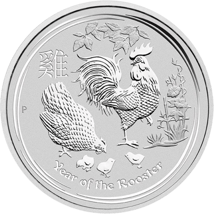10 Unze Silbermünze Lunar II Hahn 2017