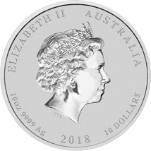 10 Unze Silbermünze Lunar II Hund 2018