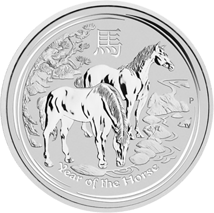 10 Unze Silbermünze Lunar II Pferd 2014