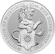 10 Unze Silbermünze Queen's Beasts The White Lion of Mortimer 2021