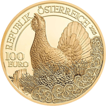 100 Euro Gold Auerhahn Wildtiere Österreich 2015 PP