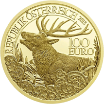 100 Euro Gold Rothirsch Wildtiere Österreich 2013 PP