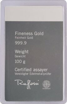 100 g Goldbarren Heraeus (gegossen)