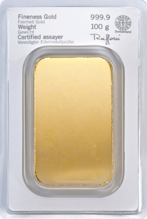 100 g Goldbarren Heraeus (geprägt)