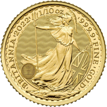 100 x 1/10 Unze Gold Britannia 2022 (Schatztruhe)