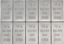 10 x 10g Silber Tafelbarren Combibarren