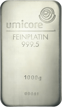 1kg Platinbarren Umicore, Heraeus, Degussa, PAMP, UBS