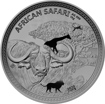 1kg Silber African Safari Büffel 2020 Antik Finish (Auflage: 100 Stück)