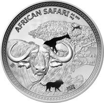 1kg Silber African Safari Büffel 2020 (Auflage: 100 | Polierte Platte | Zertifikat Nr. 100)