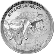 1kg Silber African Safari Elefant 2020 PP (Auflage: 100 | Polierte Platte)