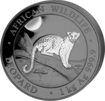 1kg Silber African Wildlife Leopard 2021 Black Edition (Auflage: 100 | platiniert)