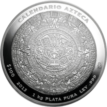 1kg Silber Aztekenkalender 2015 Prooflike (Etui & Zertifikat)