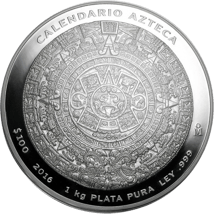 1kg Silber Aztekenkalender 2016 Prooflike (Auflage: 1.000 | Etui & Zertifikat)