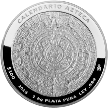 1kg Silber Aztekenkalender 2018 PL (Auflage: 1.000 | Etui & Zertifikat)