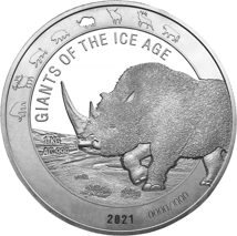1kg Silber Giganten der Eiszeit Wollnashorn 2021 (Auflage: 1.000)
